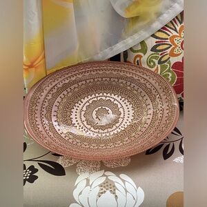 Ornate Greek Old Rose-Gold Lace Oval Serving Dish
